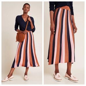 NWT Anthropologie Foxiedox Nina Striped Knit Midi Skirt S